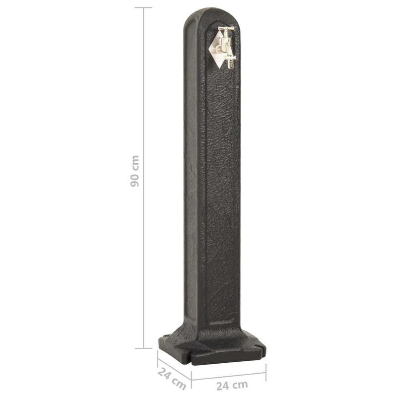 Wasserzapfsäule 90cm HDPE Anthrazit Garten Wasserhahn Wasserstelle