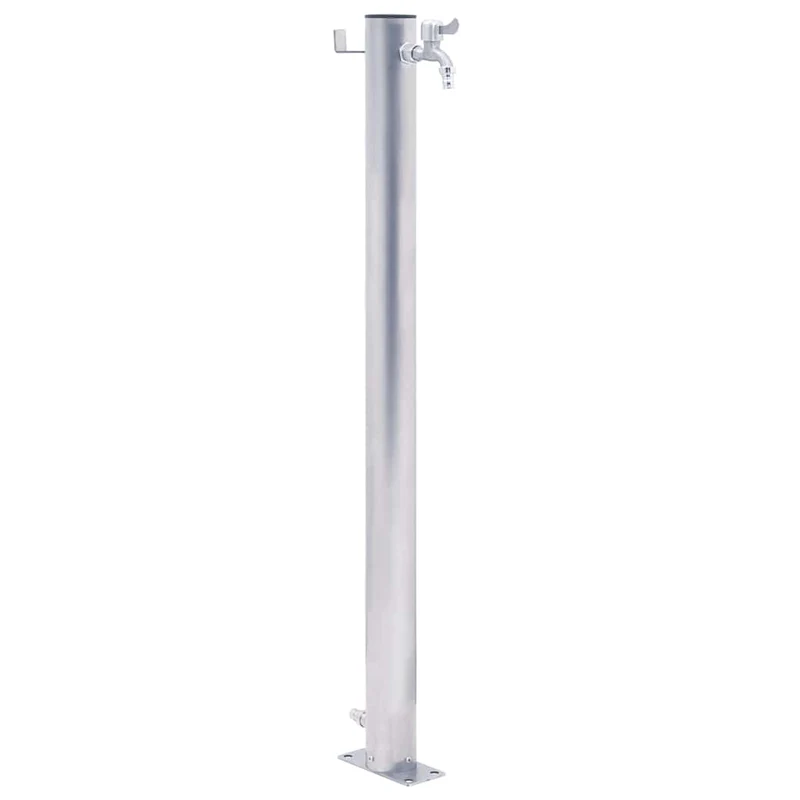 Wasserzapfsäule Edelstahl 23x7x40cm rund Wasserhahn Garten Wasserstelle Outdoor