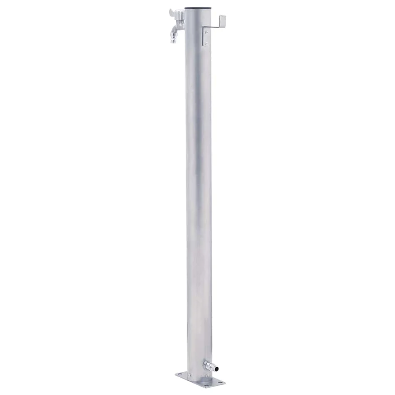 Wasserzapfsäule Edelstahl 23x7x40cm rund Wasserhahn Garten Wasserstelle Outdoor