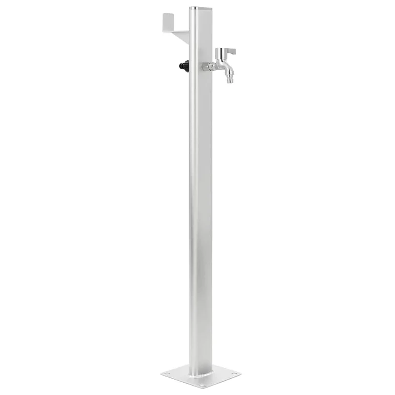 Wassersäule Aluminium 7 x 3 x 95 cm Garten Wasserhahn Zapfsäule Silber