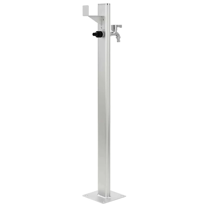 Wassersäule Aluminium 7 x 3 x 95 cm Garten Wasserhahn Zapfsäule Silber