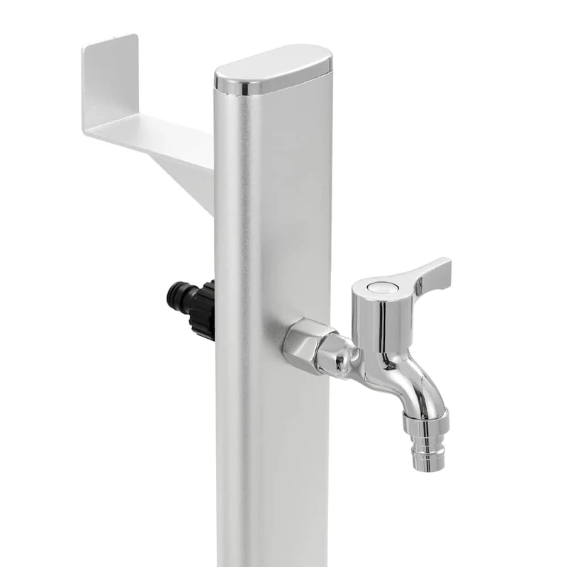 Wassersäule Aluminium 7 x 3 x 95 cm Garten Wasserhahn Zapfsäule Silber