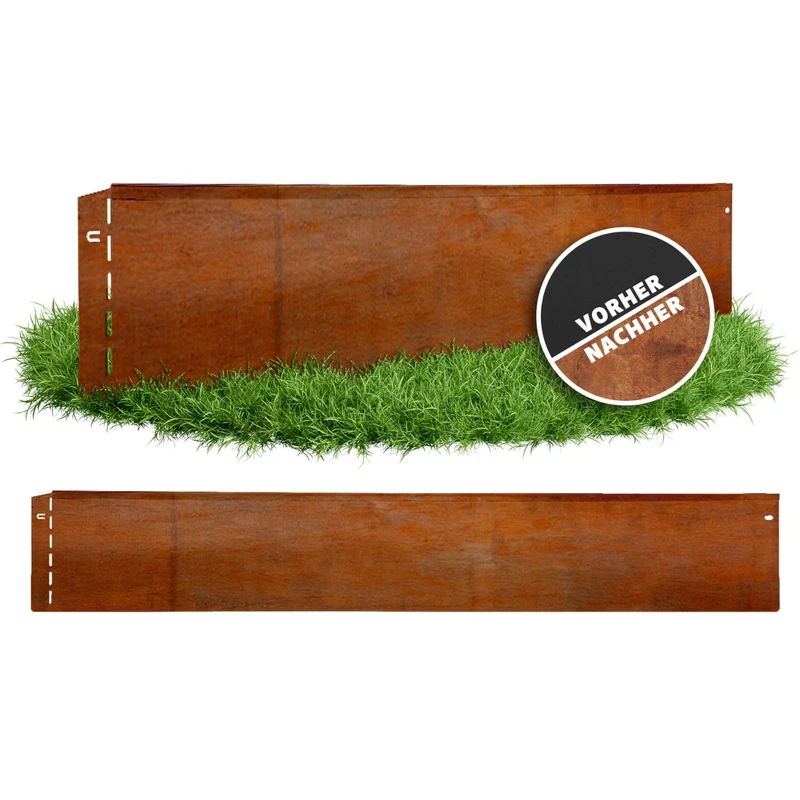 GartenAZ Metall Rasenkante corten 103x20 cm, Nutzlänge 100 cm