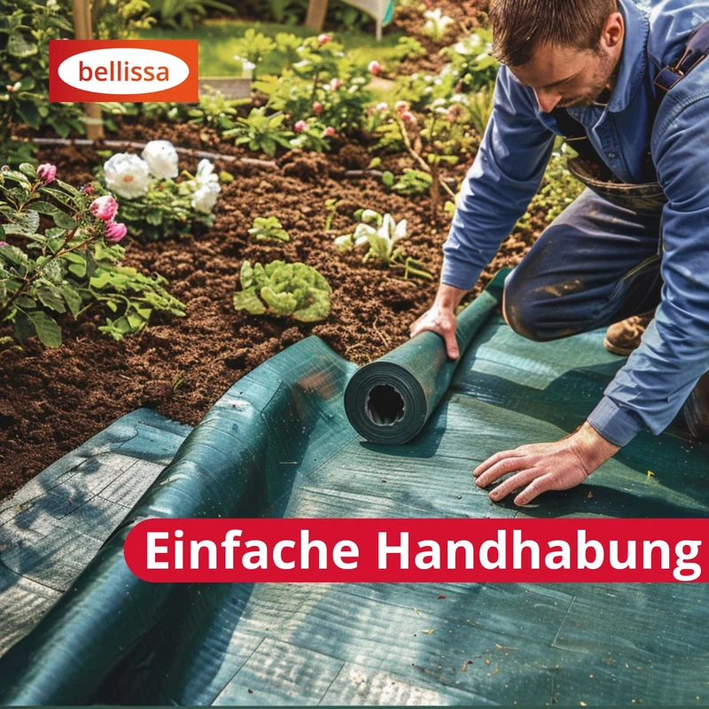 bellissa Unkraut-Stopp Vlies Comfort 0,91x10 m Rindenmulch-/Kies/-Splittunterlage 90g/m², a