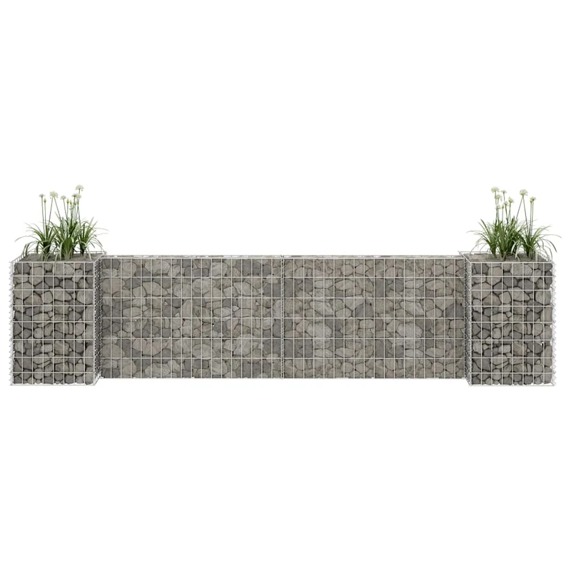 Gabionen Pflanzkorb H-Form Stahldraht 260x40x60 cm verzinkt Gabionenwand Pflanzkasten