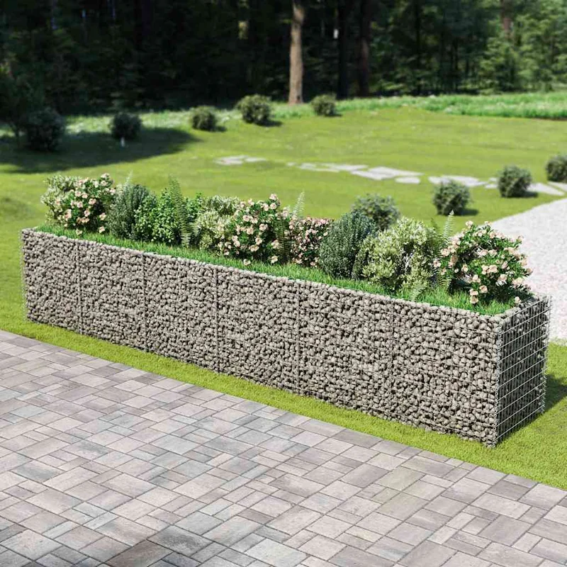 Gabionen Hochbeet Stahl 270×90×100 cm Steinkorb Pflanzkübel Blumenbeet