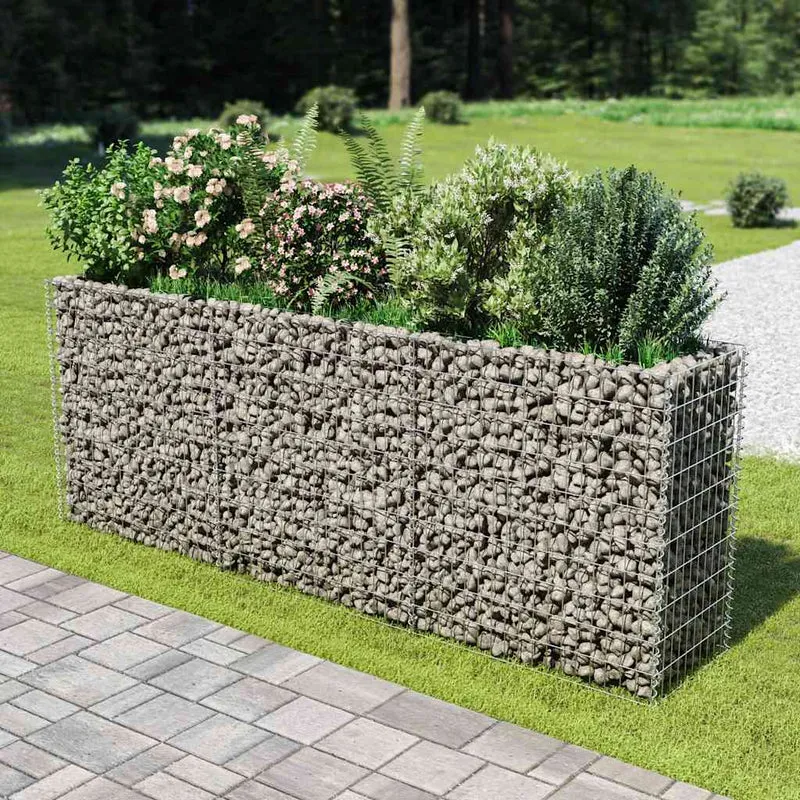 Gabionen Hochbeet Verzinkter Stahl 270×50×100 cm Gabionenpflanzkübel