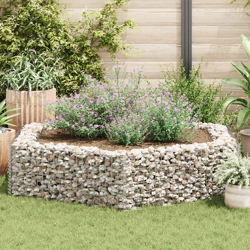 Gabionen Hochbeet Stahl 200x173x40 cm Sechseck Steinkorb Steinzaun