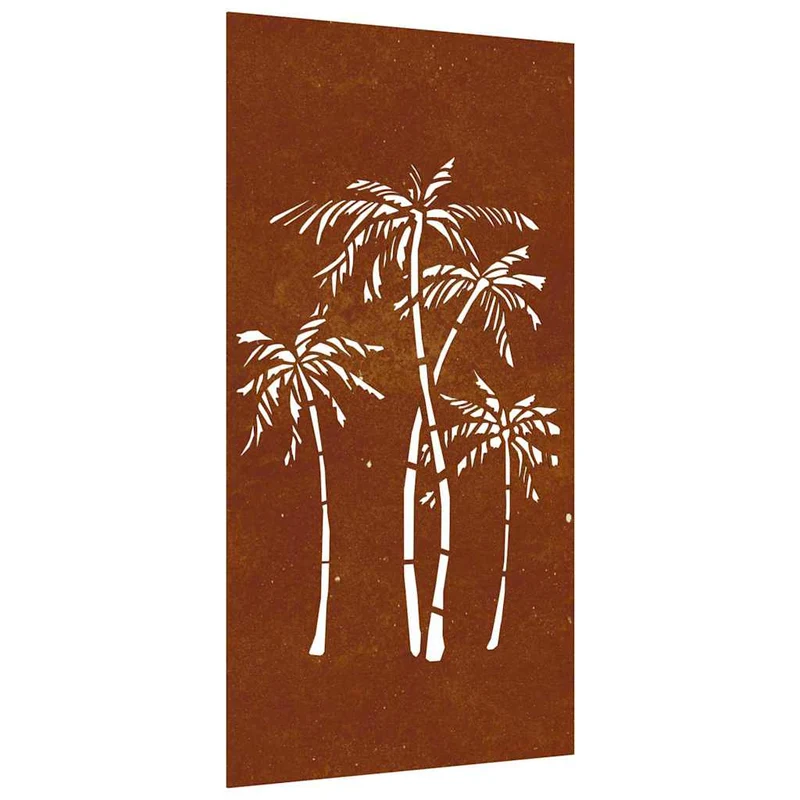 Garten Wanddekoration 105x155 cm rusty Cortenstahl Design Palmen Roststahl