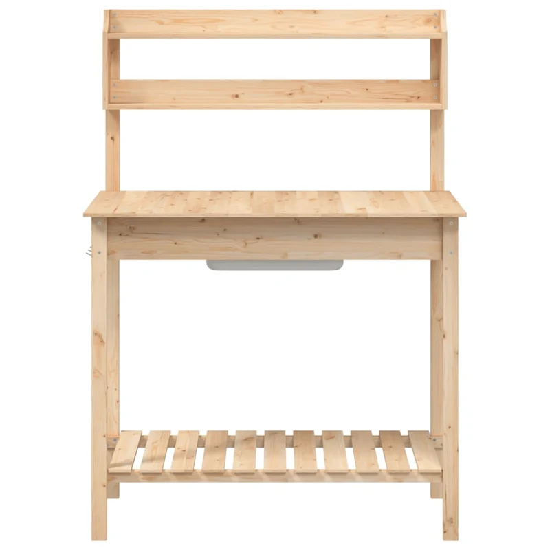 Pflanztisch mit Waschbecken Naturfarbe 147,5x44x139,5 cm Massivholz Tanne