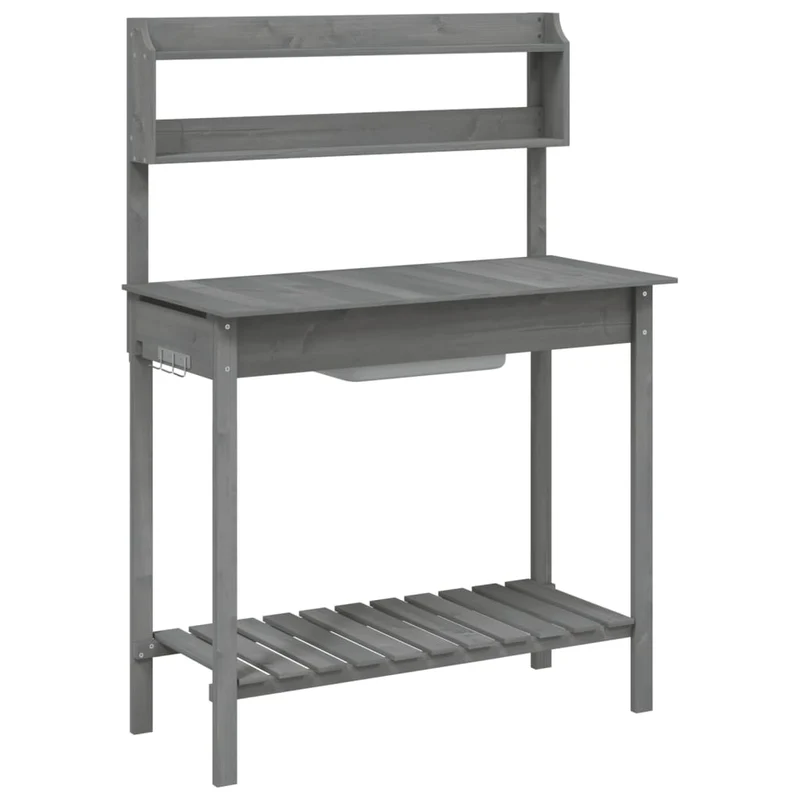 Pflanztisch mit Waschbecken Grau 147,5x44x139,5 cm Massivholz Tanne