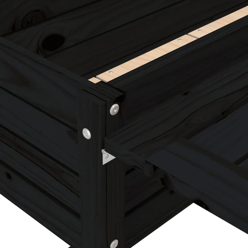 Pflanztisch Pflanzkasten mit Klappbarer Tischplatte Schwarz Massivholz 84x73x75 cm