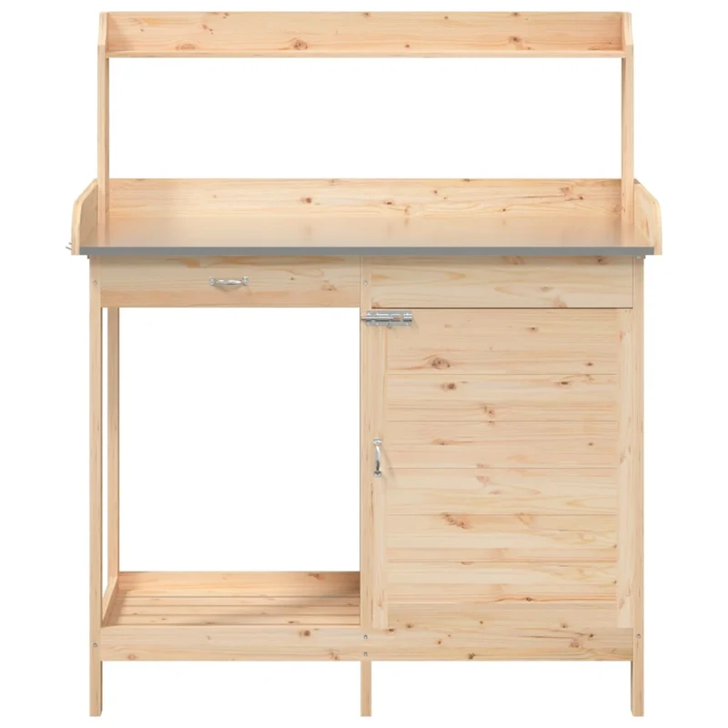 Pflanztisch mit Schrank 110,5x45x124,5 cm Massivholz Tanne naturfarben