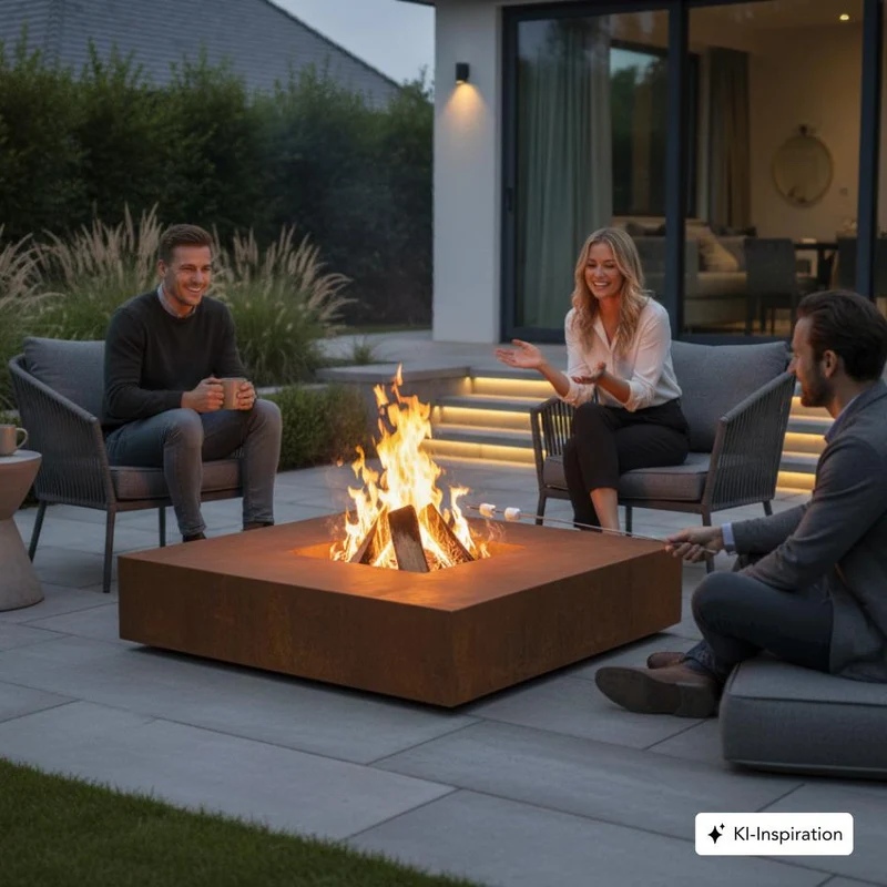 Feuerstelle Cambria Cortenstahl, quadratisch