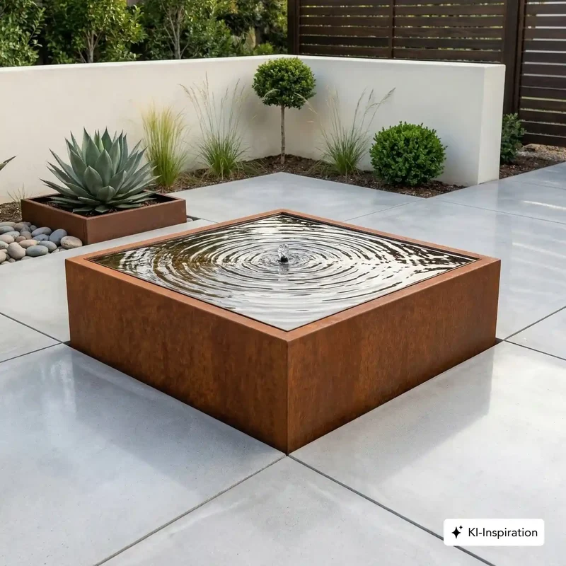 Wassertisch Ventura Cortenstahl, quadratisch