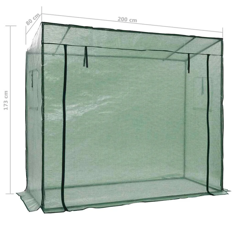 Begehbares Gewächshaus 200 x 80 x 173 cm Foliengewächshaus Rolltür