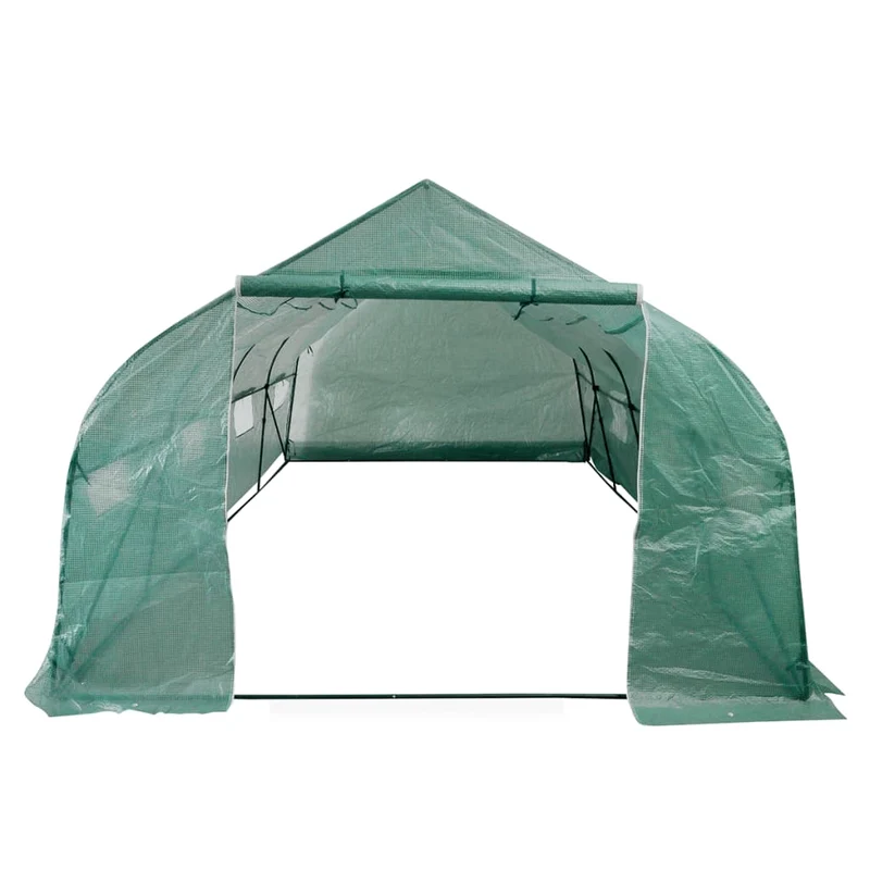 Folientunnel mobiles Gewächshaus Begehbar Stahlrahmen 18 m² Polytunnel