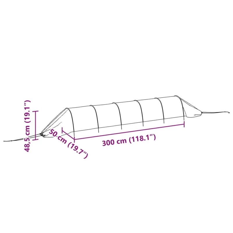 Netztunnel Schwarz 300x50x48,5 cm Stahl PP Schattierung Pflanzenschutz