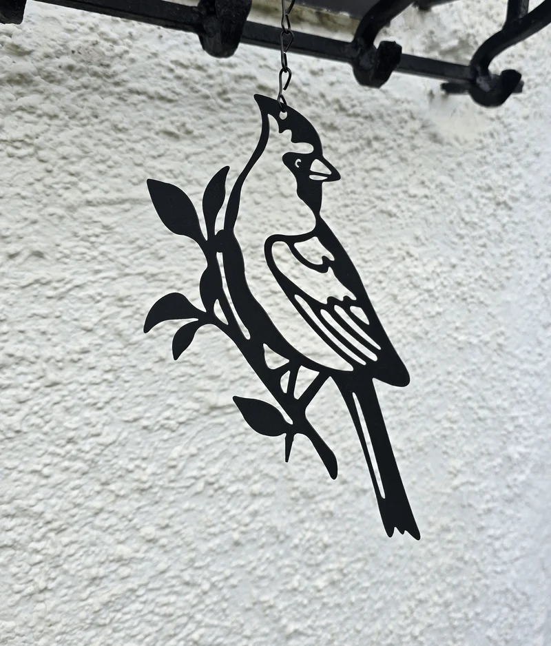 Vogeldeko Metall Schwarz zum Hängen – Gartendeko Vogel 18x15cm mit Haken
