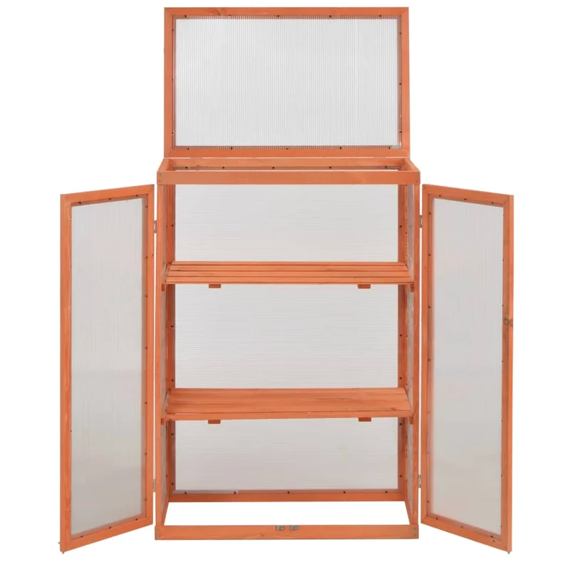 Anzuchtgewächshaus Holz 75x47x109 cm Braun Kräuter-Gewächshaus Minigewächshaus