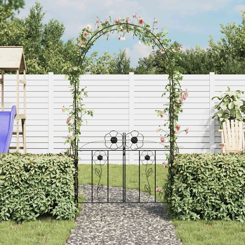 Rosenbogen mit Tür Torbogen Rankgitter Rosensäule Spalier Pergola Gartentor