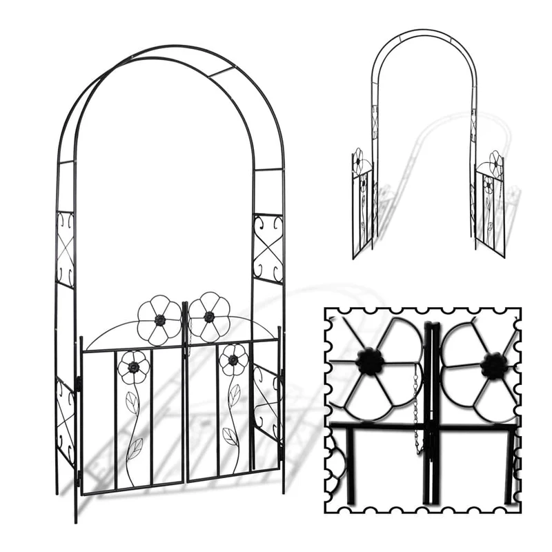 Rosenbogen mit Tür Torbogen Rankgitter Rosensäule Spalier Pergola Gartentor
