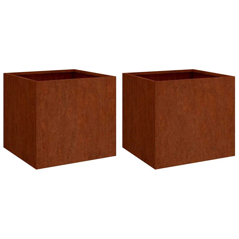 2 Stk. Hochbeet 49x47x46 cm Cortenstahl rostig Pflanzbeet Pflanzkasten mit Boden
