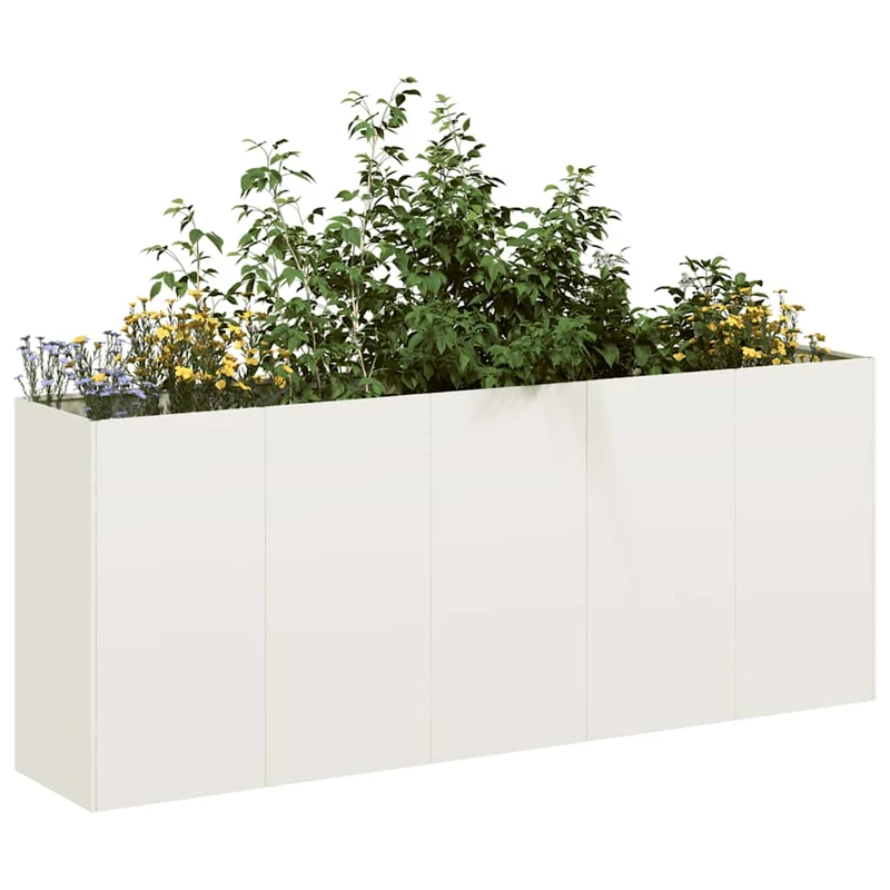 Hochbeet Pflanzkübel Weiß 200x40x80 cm Kaltgewalzter Stahl Gartenbeet