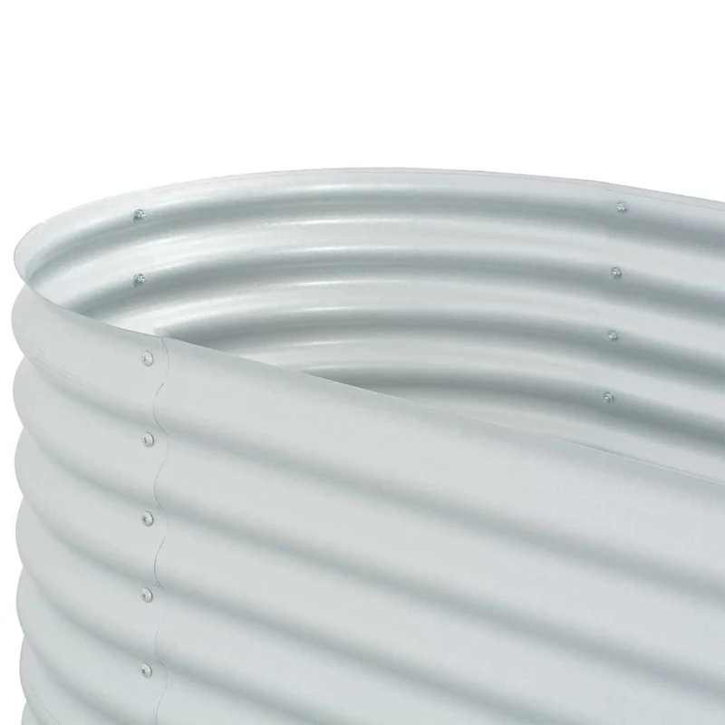 Garten-Hochbeet 240 x 80 x 81 cm Verzinkter Stahl Silbern Pflanzkasten oval