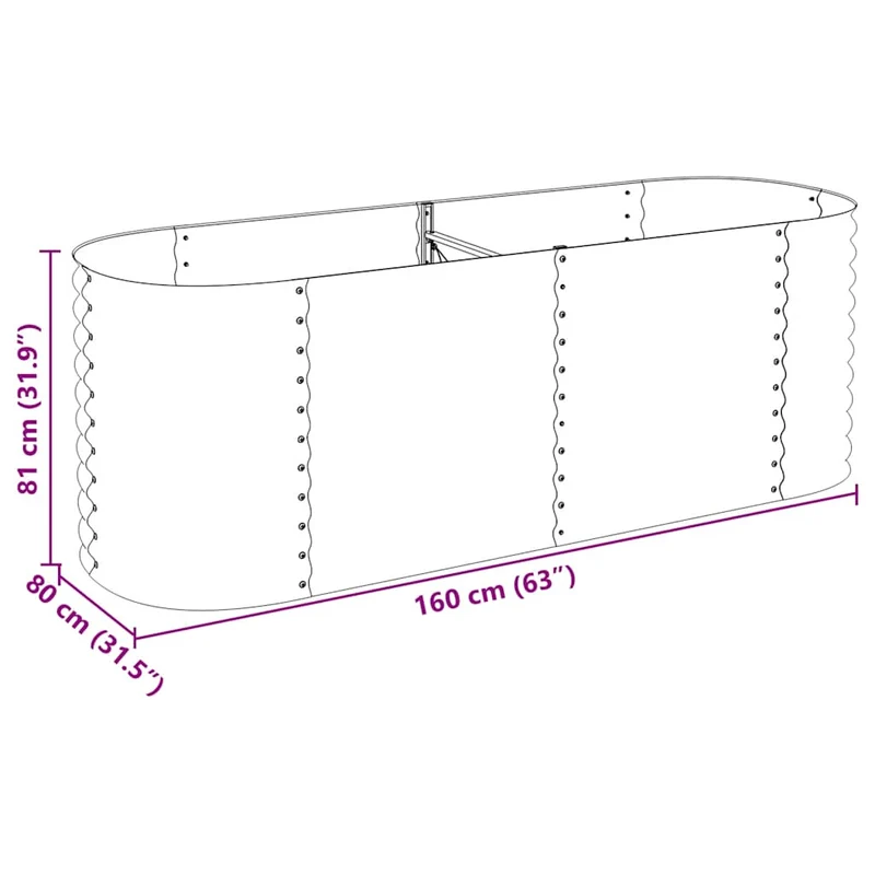 Garten-Hochbeet 240 x 80 x 81 cm Verzinkter Stahl Silbern Pflanzkasten oval