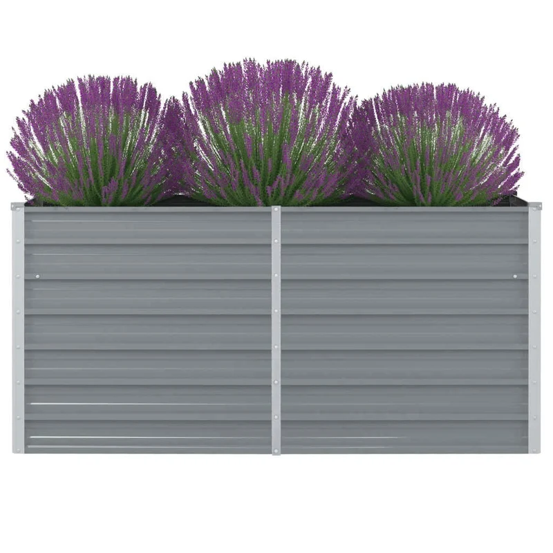 Hochbeet 160 x 80 x 77 cm Verzinkter Stahl Grau Gartenbeet Pflanzkübel