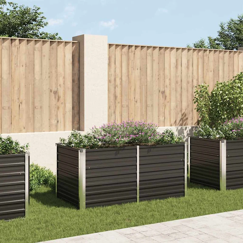 Hochbeet Anthrazit 160 x 80 x 77 cm Verzinkter Stahl Gartenbeet Pflanzkübel