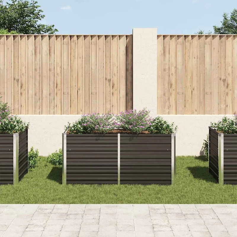 Hochbeet Anthrazit 160 x 80 x 77 cm Verzinkter Stahl Gartenbeet Pflanzkübel