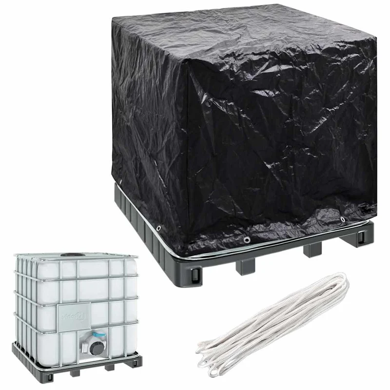 Abdeckung IBC-Tank 8 Ösen 116x100x120 cm schwarz Schutzhülle Container