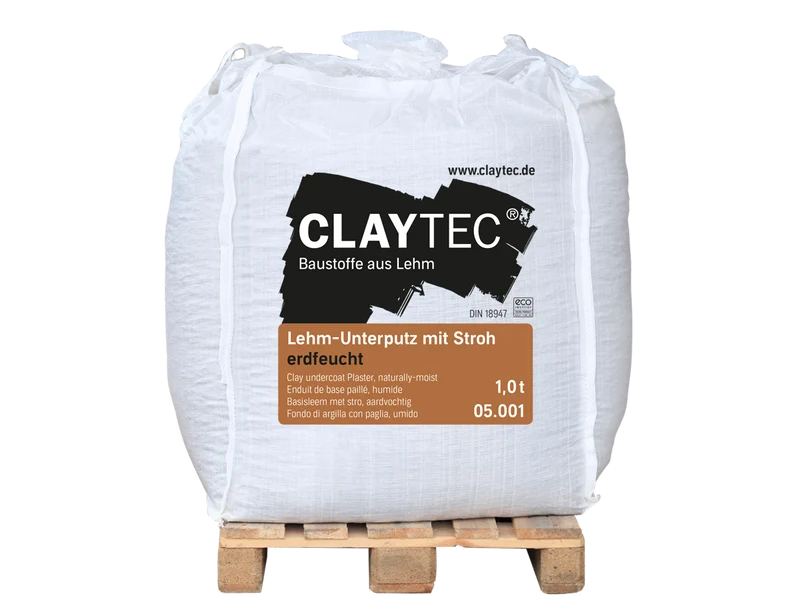 Claytec Lehm Unterputz mit Stroh, erdfeucht - 1,0 to BigBag