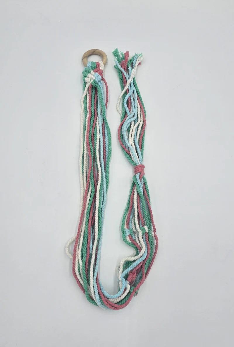 Blumentopfhalter hängend Makramee bunt Pastellfarben Topfhalter Blumenampel