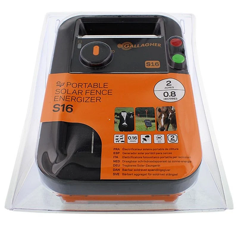 S16 Solar-Weidezaungerät - mit Batterie (6 V - 4 ah)