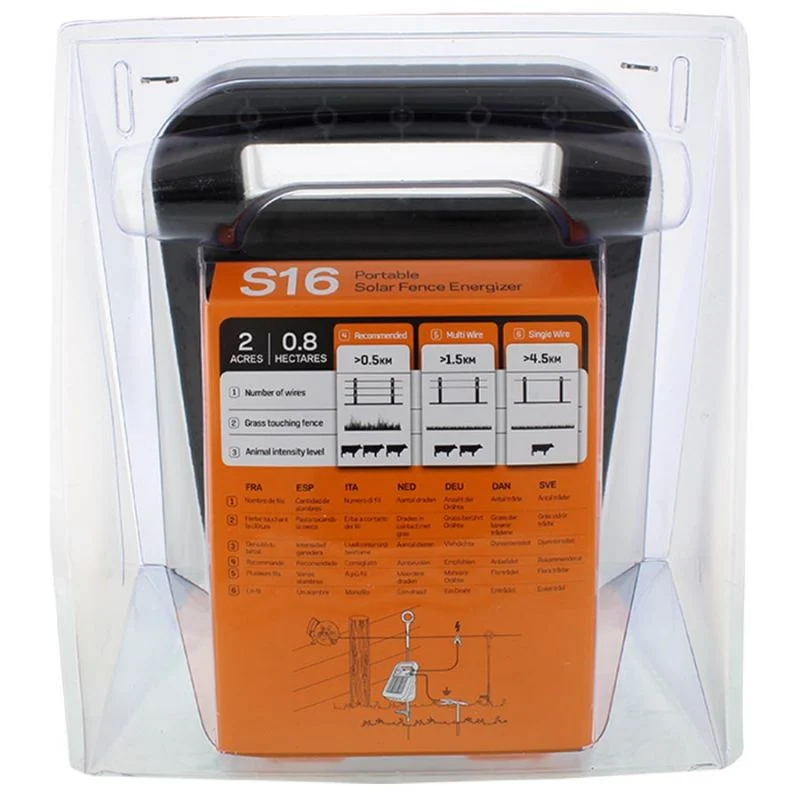 S16 Solar-Weidezaungerät - mit Batterie (6 V - 4 ah)