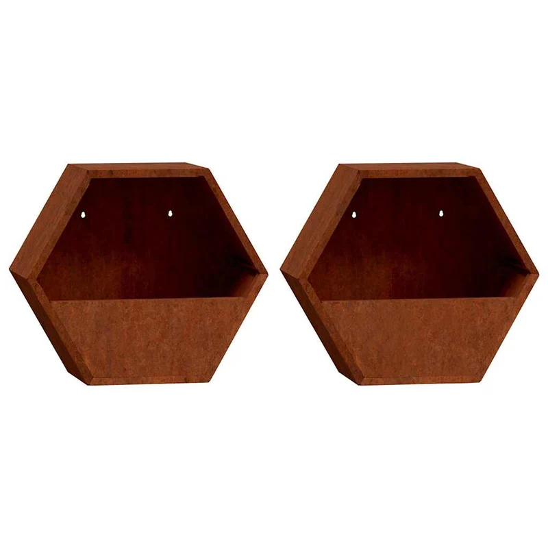 Wand-Pflanzkübel 2 Stk. Rostig Cortenstahl 30x10x25 cm Blumentopf