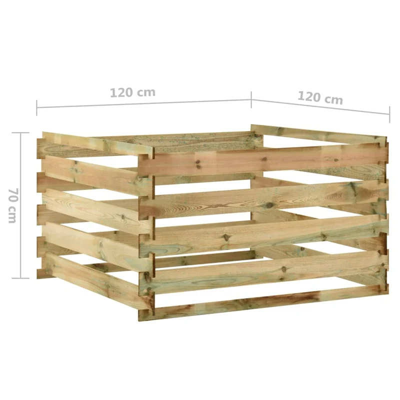 Lattenkomposter Komposter Holz 120x120x70 cm Imprägniert Kiefernholz