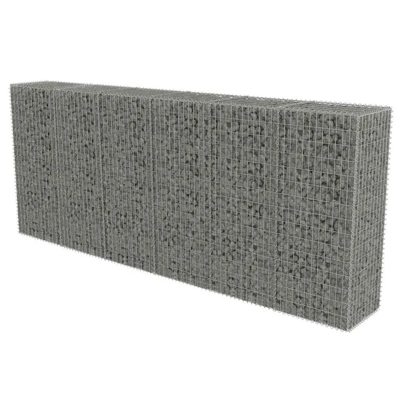 Gabionenwand Verzinkter Stahl 300×50×150 cm Gabionenzaun Drahtkorb Steinmauer