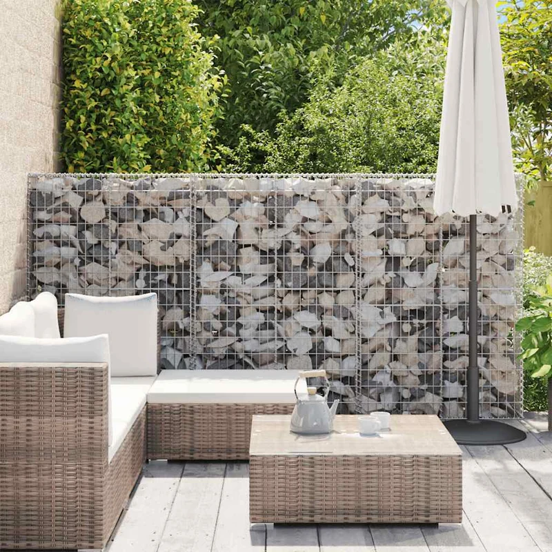 Gabionenwand Verzinkter Stahl 300×50×150 cm Gabionenzaun Drahtkorb Steinmauer