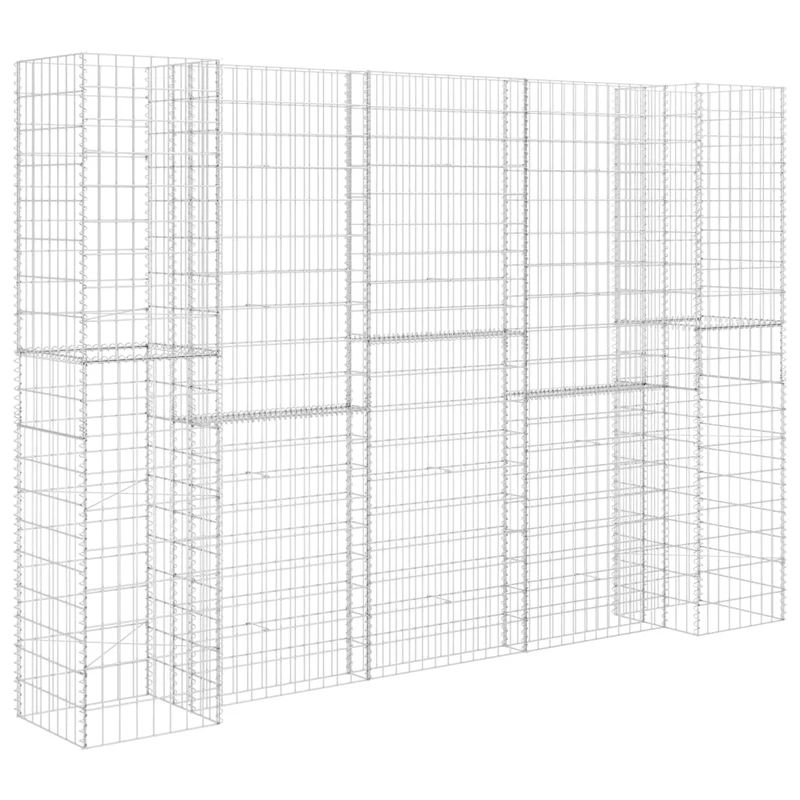 Gabionen Pflanzkorb H-Form Stahldraht 260x40x180 cm verzinkt Gabionenwand Mauer