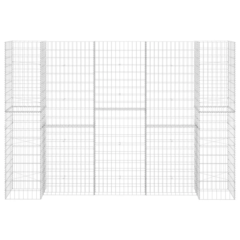 Gabionen Pflanzkorb H-Form Stahldraht 260x40x180 cm verzinkt Gabionenwand Mauer