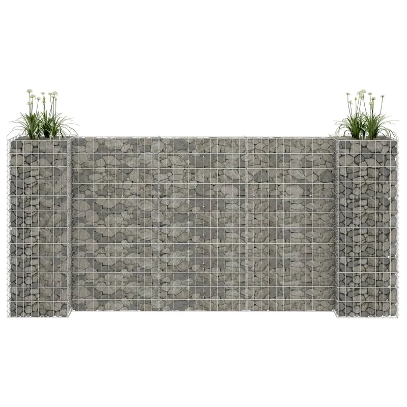 Gabionen Pflanzkorb H-Form Stahldraht 260x40x120 cm verzinkt Gabionenwand Mauer