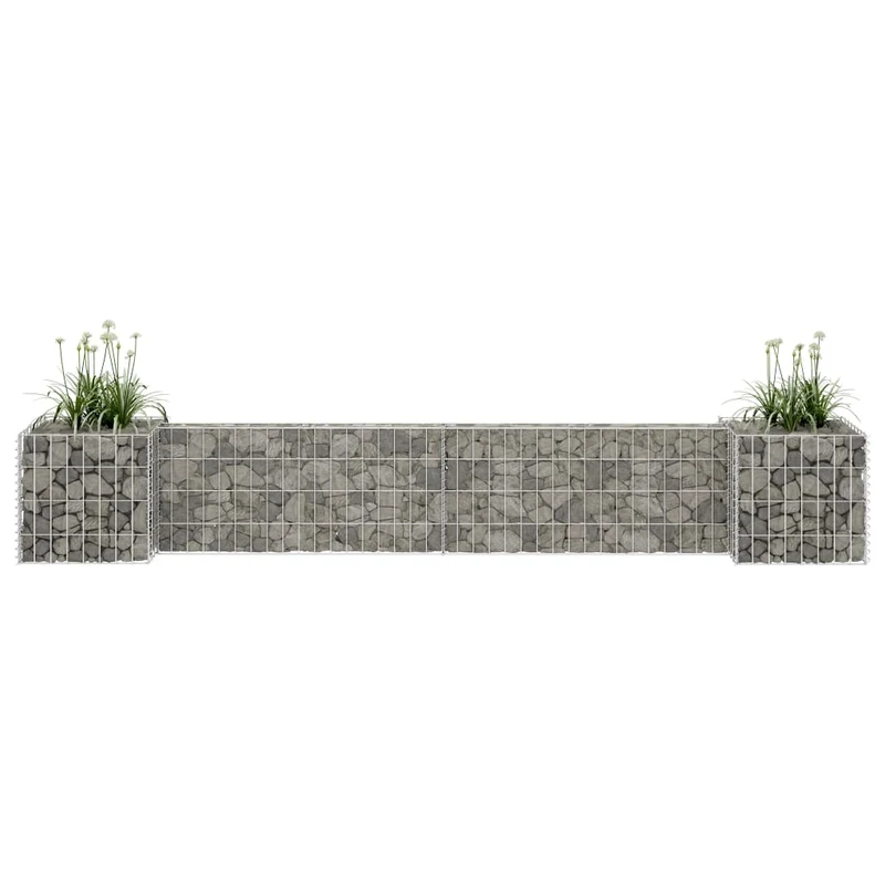 Gabionen Pflanzkorb H-Form Stahldraht 260x40x40 cm verzinkt Gabionenwand Pflanzkasten