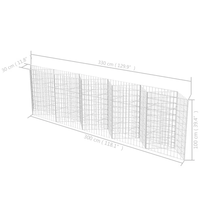 Gabione Gabionenkorb Pflanzkasten Hochbeet Stahl 300×30×100 cm Steinkorb