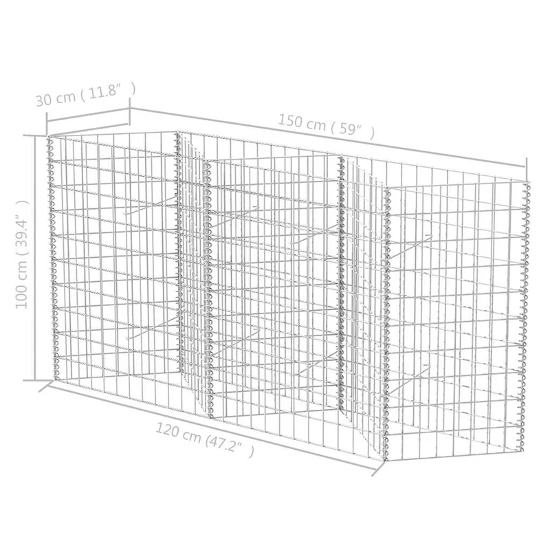 Gabione Gabionenkorb Pflanzkasten Hochbeet Stahl 120×30×100 cm Steinkorb