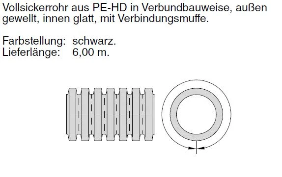 Siroplast - K Vollsickerrohr TP mit Verindungsmuffe, aus PE-HD Verbundbauweise, außen gewellt, innen glatt