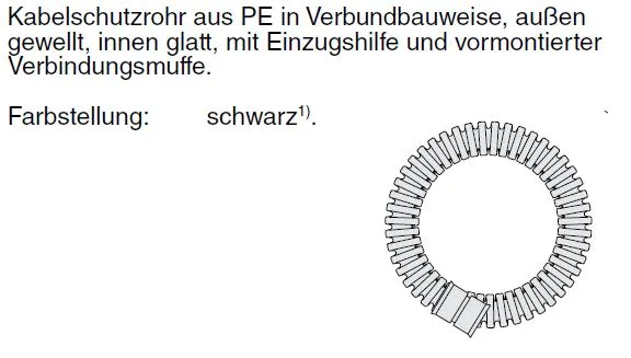 Hekaplast-R Kabelschutzrohre (Ringware) aus PE-HD mit Einzughilfe, außen gewellt, innen glatt